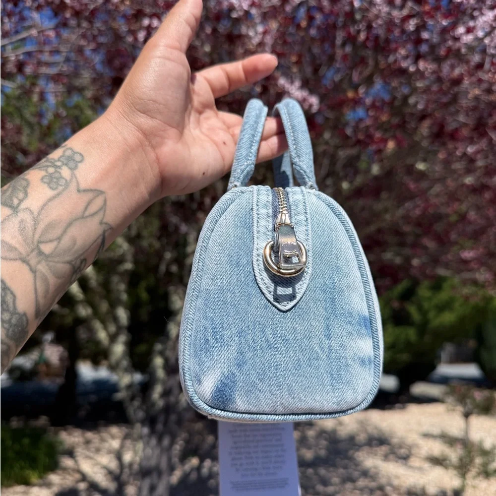 Coach Light Blue Denim Mini Rowan with Pink Tag - Picture 3 of 7